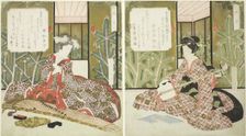 No. 1 (Sono ichi), from the triptych "Three Musical Instruments (Sankyoku)", c. 1825. Creator: Gakutei
