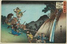 No. 10: Ushiwaka Defeats Sekigahara Yoichi at Keage Mountain Pass (Jukkai, Keage tog..., c. 1832/34. Creator: Ando Hiroshige