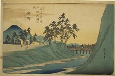 No. 12: Shinmachi, from the series "Sixty-nine Stations of the Kisokaido (Kisokaido..., c. 1835/38. Creator: Ando Hiroshige