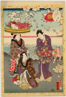 No. 12, Suma, from the series Murasaki Shikibu Genji karuta, 1857. Creator: Utagawa Kunisada II