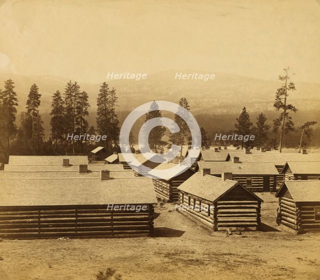 No 2, log huts, winter quarters of the Br N Am Boundary Commission on..., between 1858 and 1861. Creator: Unknown.