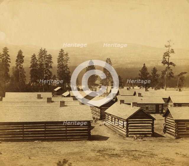 No 2, log huts, winter quarters of the Br N Am Boundary Commission on..., between 1858 and 1861. Creator: Unknown.