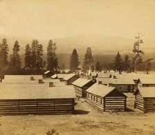 No 2, log huts, winter quarters of the Br N Am Boundary Commission on..., between 1858 and 1861. Creator: Unknown