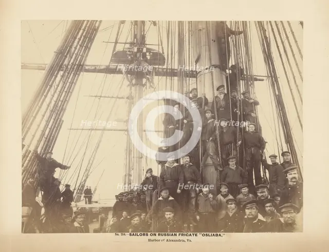 No. 210. Sailors on Russian Frigate \Osliaba,\ Harbor of Alexandria, Va., December 1863. Creator: Andrew Joseph Russell.