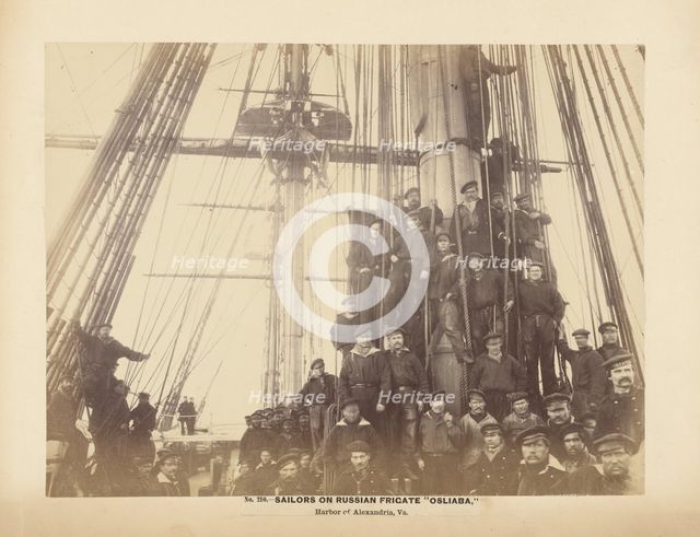 No. 210. Sailors on Russian Frigate \Osliaba,\ Harbor of Alexandria, Va., December 1863. Creator: Andrew Joseph Russell.