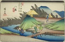 No. 25: Yawata, from the series "Sixty-nine Stations of the Kisokaido (Kisokaido...", c. 1835/38. Creator: Ando Hiroshige