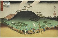 No. 3: Yoshitsune's Night Attack Against the Taira Army at the Battle of Mount Mikus..., c. 1832/34. Creator: Ando Hiroshige