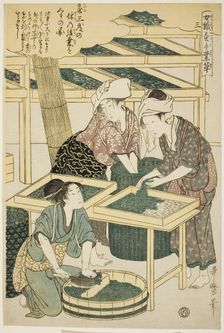 No. 3 (san), from the series "Women Engaged in the Sericulture Industry (Joshoku..., c. 1798/1800. Creator: Kitagawa Utamaro