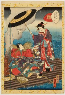 No. 52, Ukifune, from the series Murasaki Shikibu Genji karuta, 1857. Creator: Utagawa Kunisada II