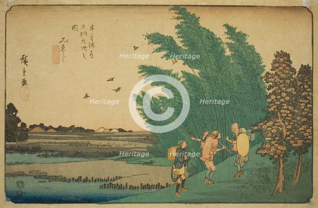 No. 56: Mieji, from the series "Sixty-nine Stations of the Kisokaido (Kisokaido...", c. 1835/38. Creator: Ando Hiroshige.