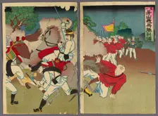 No. 6: Our Troops Gain Victory at Asan (Sono roku, Gazan waga hei shori o eru), 1894. Creator: Unknown