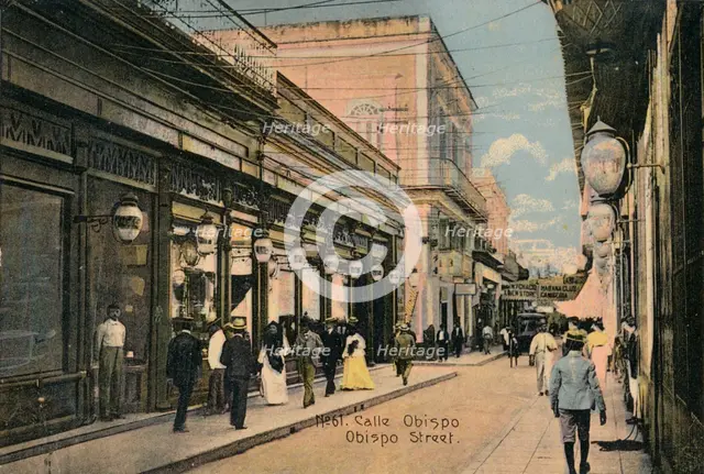 No. 61. Calle Obispo. Obispo Street, Havana, Cuba, c1910. Artist: Unknown
