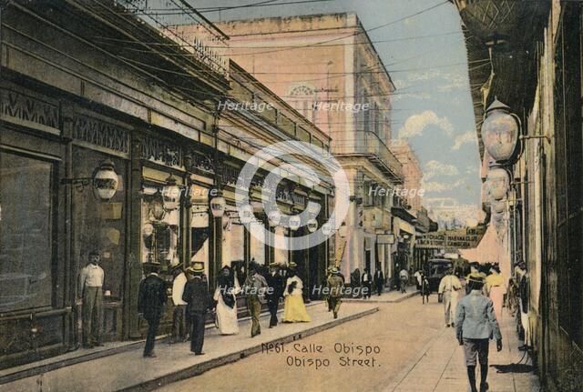 No. 61. Calle Obispo. Obispo Street, Havana, Cuba, c1910. Artist: Unknown