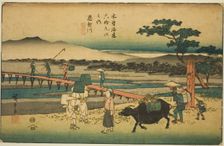 No. 66: Echikawa, from the series "Sixty-nine Stations of the Kisokaido (Kisokaido..., c. 1835/38. Creator: Ando Hiroshige