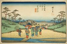 No. 68 (sic; actually 69): Crossroad at Kusatsu (Kusatsu oiwake), from the series..., c. 1835/38. Creator: Ando Hiroshige