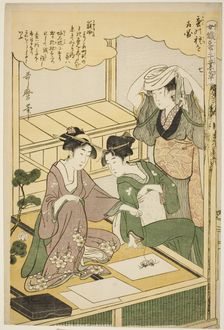 No. 7 (nana), from the series "Women Engaged in the Sericulture Industry (Joshoku..., c1798/1800. Creator: Kitagawa Utamaro