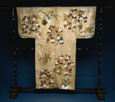 No Costume (Nuihaku) with Blossoming Trees and Flowers, 1675-99. Creator: Unknown