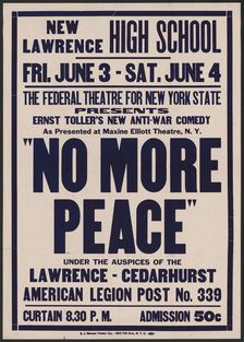 No More Peace, Lawrence, NY, 1938. Creator: Unknown