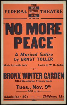 No More Peace, New York, [1937]. Creator: Unknown
