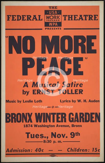 No More Peace, New York, [1937]. Creator: Unknown.
