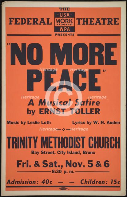 No More Peace, New York, [1937]. Creator: Unknown.