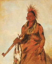 No-o-mún-nee, Walks in the Rain, a Warrior, 1832. Creator: George Catlin