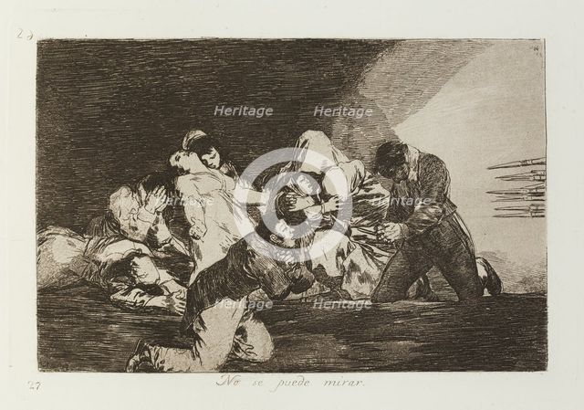 No se puede mirar.; Los Desastres de la Guerra, Madrid 1863. Creator: Francisco Goya.