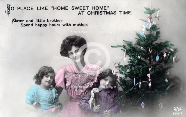 'No Place like Home Sweet Home at Christmas Time', greetings card, c1900-1919(?).Artist: Schwerdffeger & Co