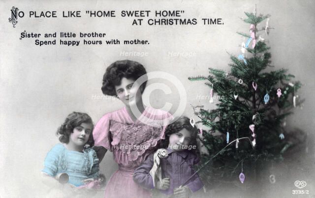 'No Place like Home Sweet Home at Christmas Time', greetings card, c1900-1919(?).Artist: Schwerdffeger & Co