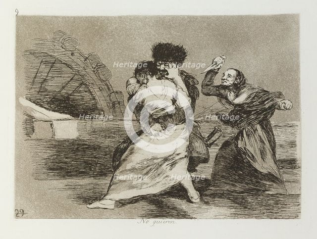 No quieren.; Los Desastres de la Guerra, Madrid 1863. Creator: Francisco Goya.