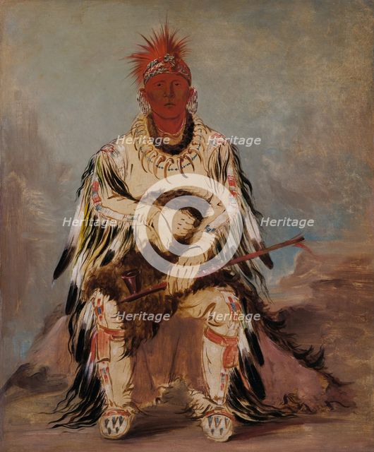 No-wáy-ke-súg-gah, He Who Strikes Two at Once, a Brave, 1832. Creator: George Catlin.