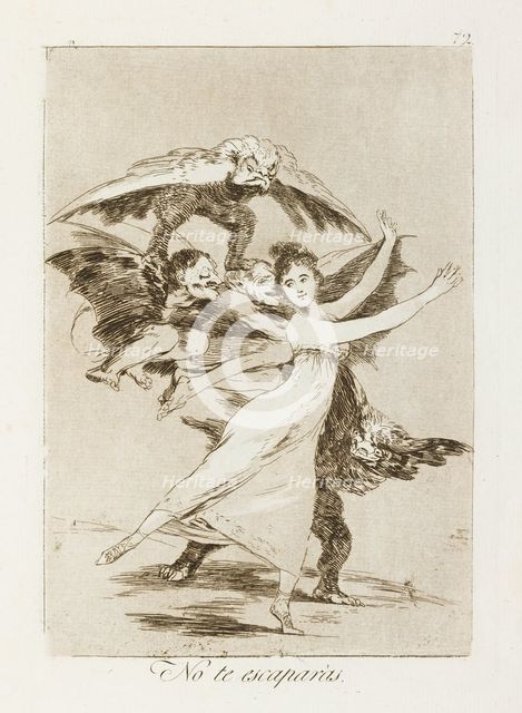 No te escaparás.; Los Caprichos, pl.72, 1799. Creator: Francisco Goya.