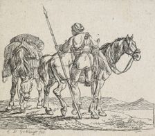 No title - (Lancer mounting horse), 1792-1831. Creator: Christian David Gebauer