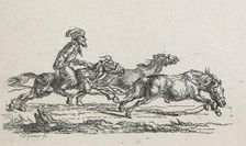 No title - (Rider chasing two horses), 1792-1831. Creator: Christian David Gebauer