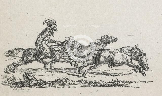 No title - (Rider chasing two horses), 1792-1831. Creator: Christian David Gebauer.