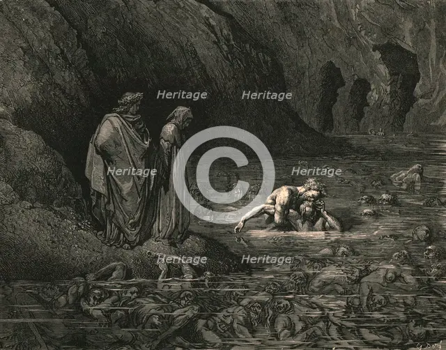'Not more furiously on Menalippus' temples Tydeus gnawed', c1890.  Creator: Gustave Doré.