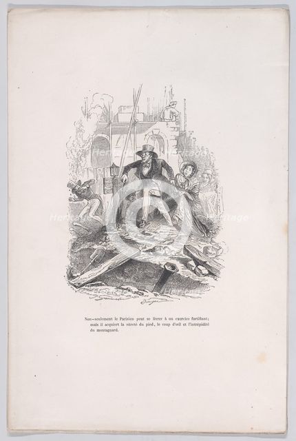 Not only can the Parisian engage in a strengthening exercise; but he acquires the safety o..., 1843. Creator: Jean Ignace Isidore Gerard.