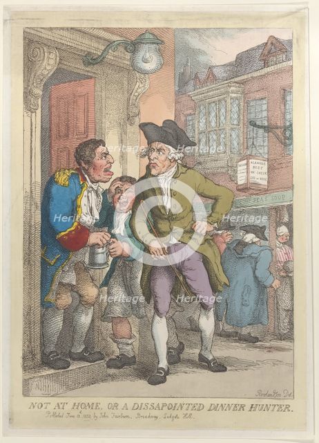 Not at Home, or a Disappointed Dinner Hunter, June 13, 1823., June 13, 1823. Creator: Thomas Rowlandson.