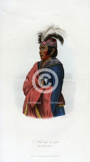 'Not-een-a-akm, The Strong Wind', the interpreter, 1848. Artist: Harris