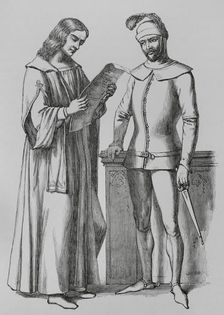 Notary and henchman in the 15th century, Italy, 1878. Creator: Unknown