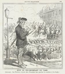 Note du correspondant du Times -(Ecrivant) Les parisiens n'ayant plus d'hommes, font..., 1870. Creator: Cham