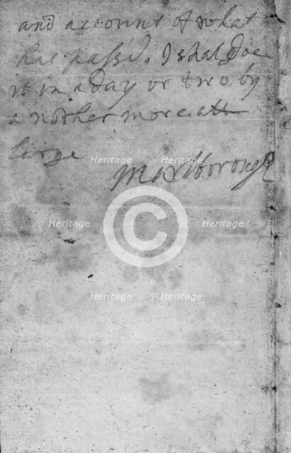 Note from the Duke of Marlborough reporting his victory at Blenheim, 1704.  Creator: John Churchill, 1st Duke of Marlborough.