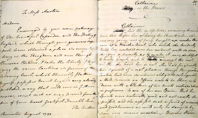 Notebook containing the novels, 'Evelyn' and 'Catharine, or the Bower', by Jane Austen, 1792-1809. Creator: Jane Austen.