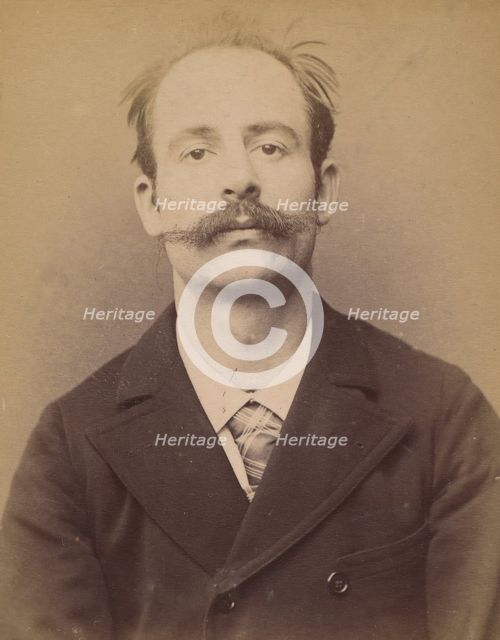 Notelez. Charles, émile. 29 ans, né à Paris XXe. Portefeuilliste. Anarchiste. 26/2/94. , 1894. Creator: Alphonse Bertillon.
