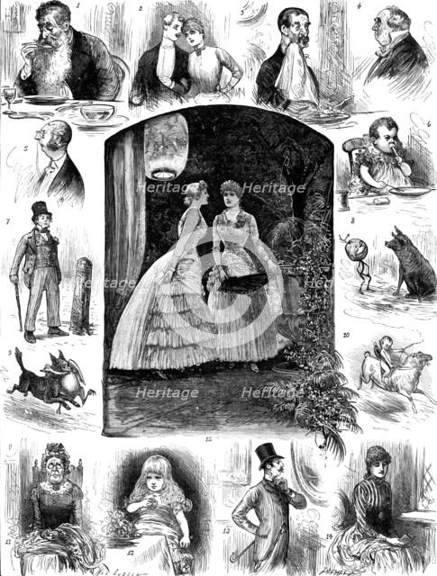 Notes at a Christmas Dinner, by our Dyspeptic Artist, 1883. Creator: Unknown.