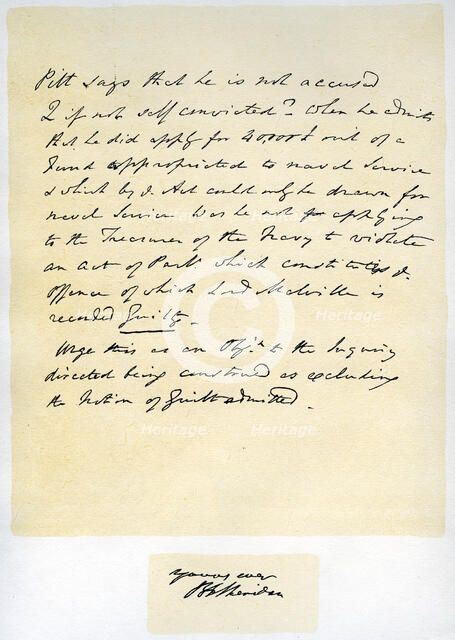 Notes for a a speech by Richard Brinsley Sheridan, 30th April 1805.Artist: Richard Sheridan