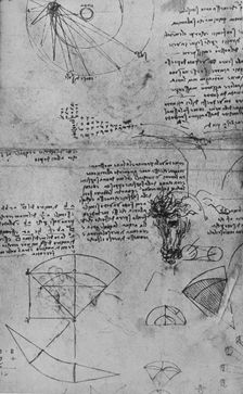 Notes on Astronomy and Study of a Horse's Head c1480 (1945). Artist: Leonardo da Vinci