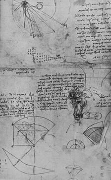 Notes on Astronomy and Study of a Horse's Head c1480 (1945). Artist: Leonardo da Vinci