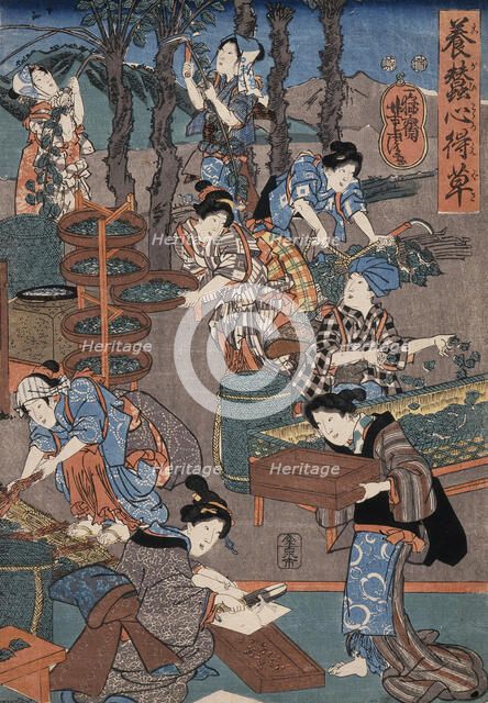 Notes on Sericulture, 19th century. Creator: Utagawa Yoshitora.
