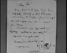 Notes of Ransom Being Shown as Articles of Evidence in the Lindbergh's Kidnapping Case Trial, 1930s. Creator: British Pathe Ltd